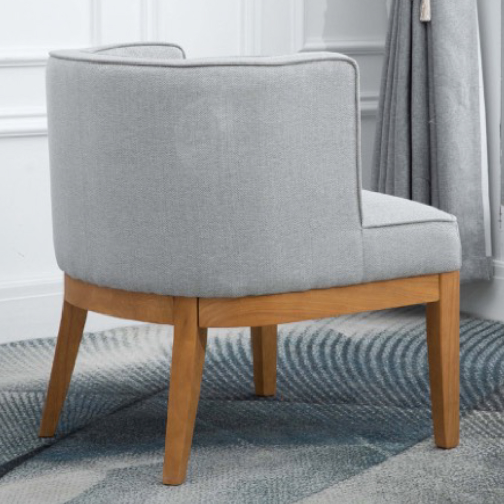Lampe Fabric Armchair With Wooden Legs In Herringbone Grey