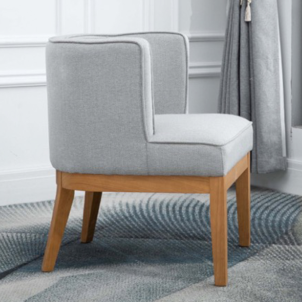 Lampe Fabric Armchair With Wooden Legs In Herringbone Grey