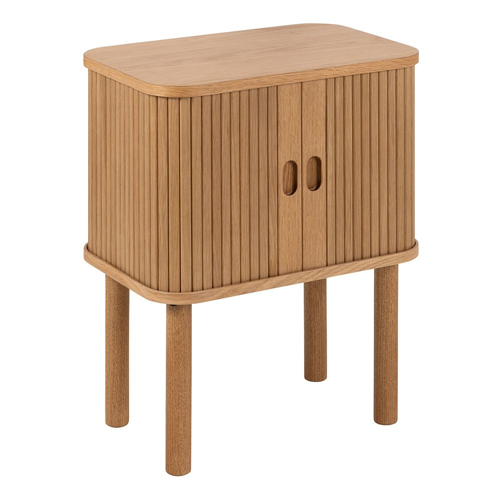 Lampe Wooden Bedside Cabinet With Sliding Doors In Oak