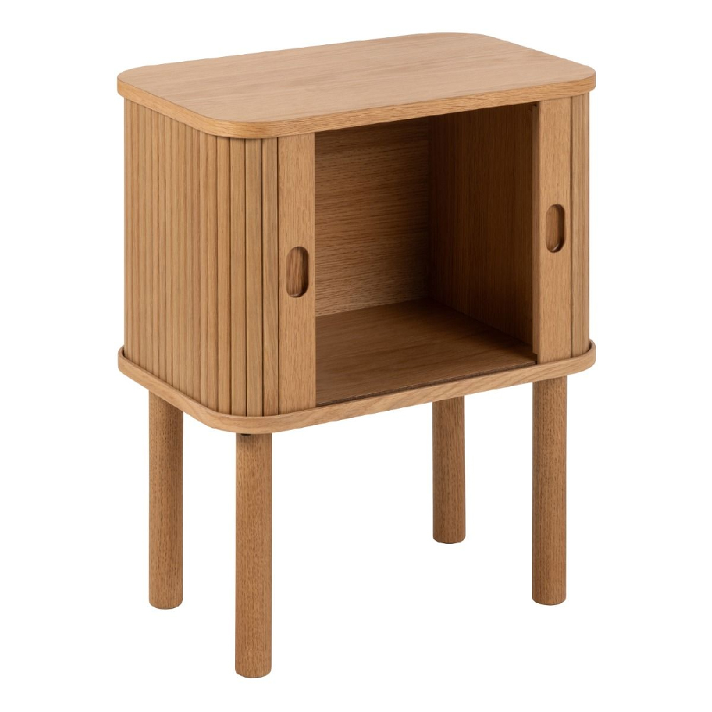 Lampe Wooden Bedside Cabinet With Sliding Doors In Oak