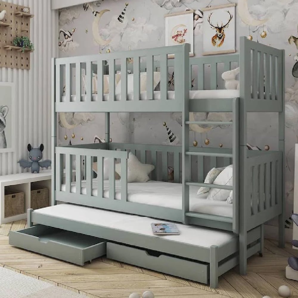 Read more about Lampe wooden bunk bed without mattress and trundle in grey