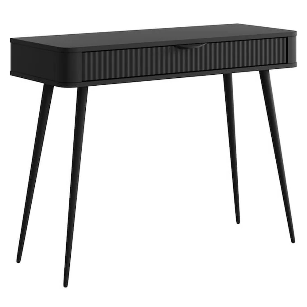 Lampe Wooden Dressing Table With Metal Legs In Black