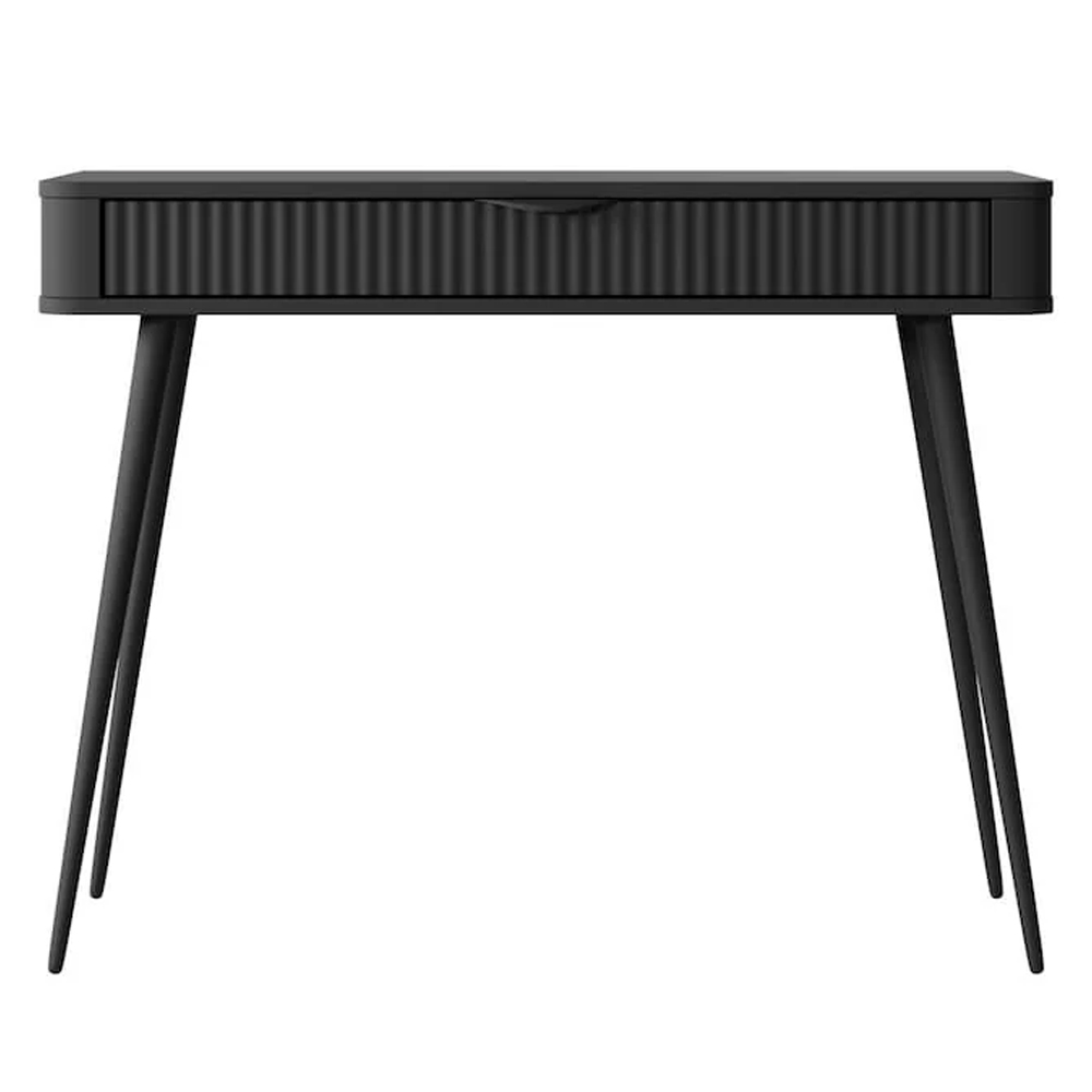 Lampe Wooden Dressing Table With Metal Legs In Black