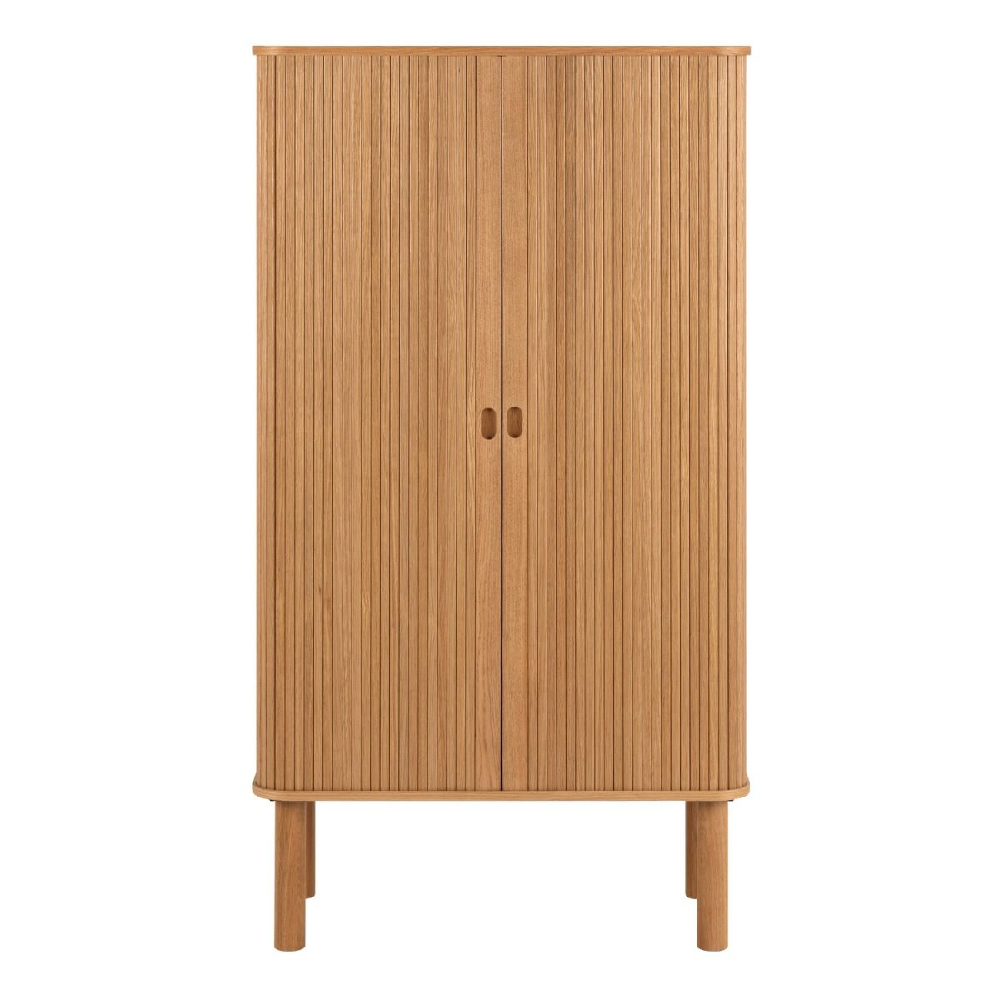 Lampe Wooden Storage Cabinet Tall With Sliding Doors In Oak