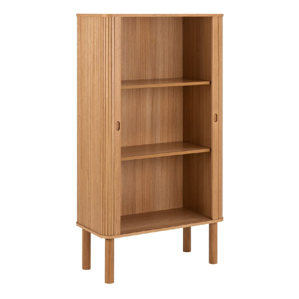 Lampe Wooden Storage Cabinet Tall With Sliding Doors In Oak