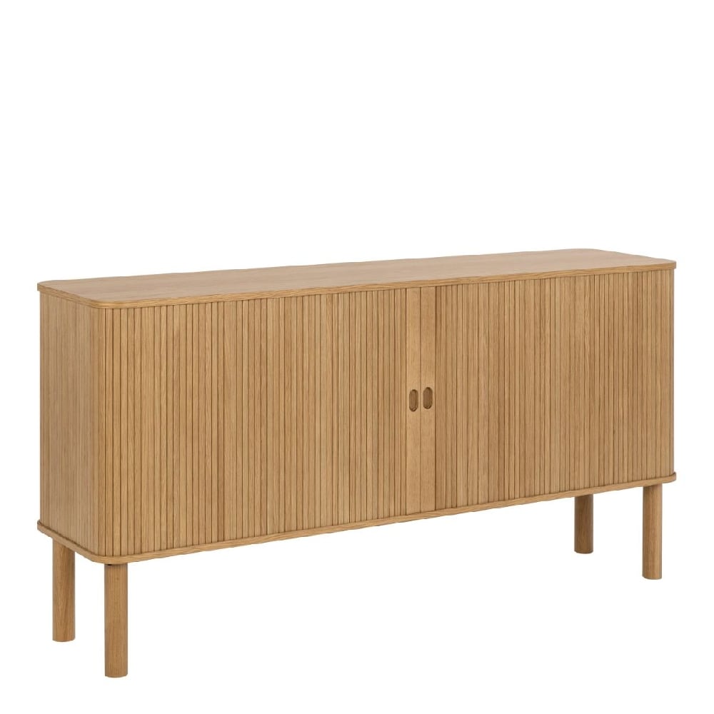 Read more about Lampe wooden storage cabinet wide with sliding doors in oak