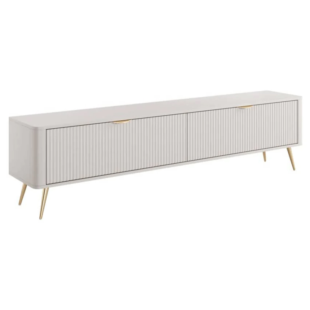 Lampe Wooden TV Stand With Metal Legs In Beige