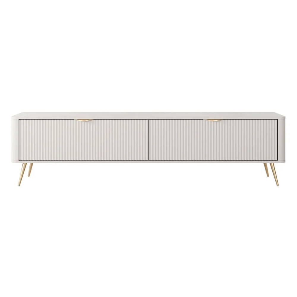 Lampe Wooden TV Stand With Metal Legs In Beige