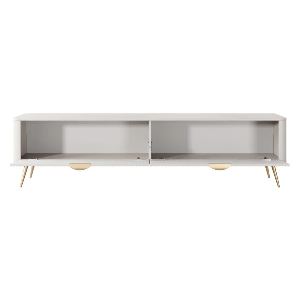 Lampe Wooden TV Stand With Metal Legs In Beige