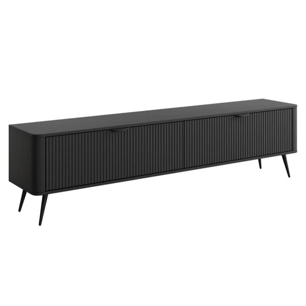 Lampe Wooden TV Stand With Metal Legs In Black
