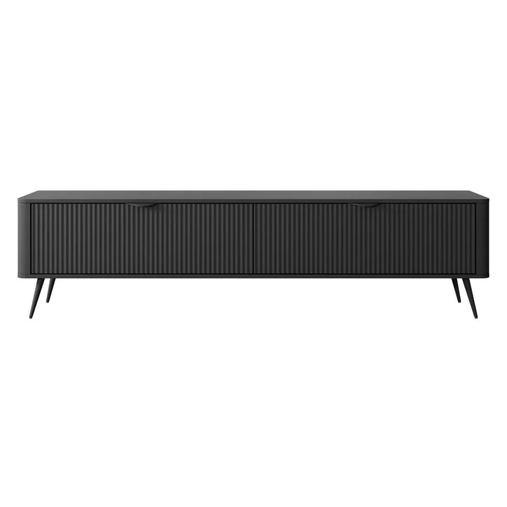 Lampe Wooden TV Stand With Metal Legs In Black