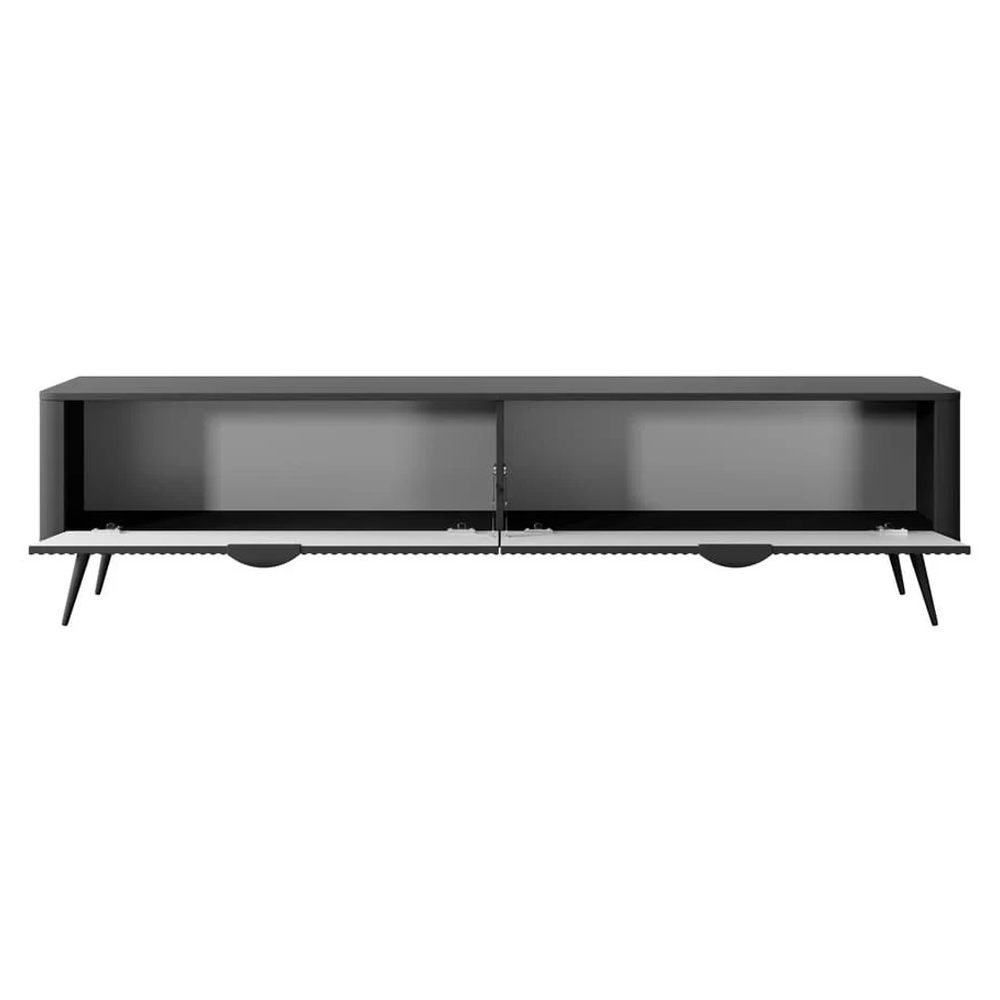 Lampe Wooden TV Stand With Metal Legs In Black