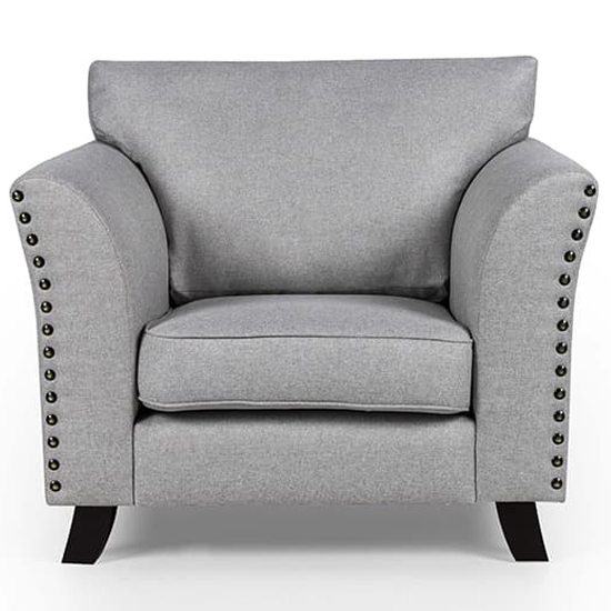 Lamya Fabric 1 Seater Sofa With Wooden Legs In Grey