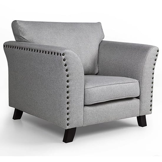 Photo of Lamya fabric 1 seater sofa with wooden legs in grey