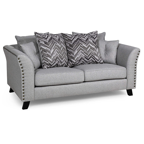 Lamya Fabric 2 Seater Sofa With Wooden Legs In Grey thumbnail
