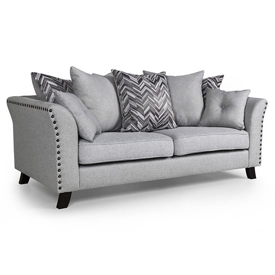 Read more about Lamya fabric 3 seater sofa with wooden legs in grey