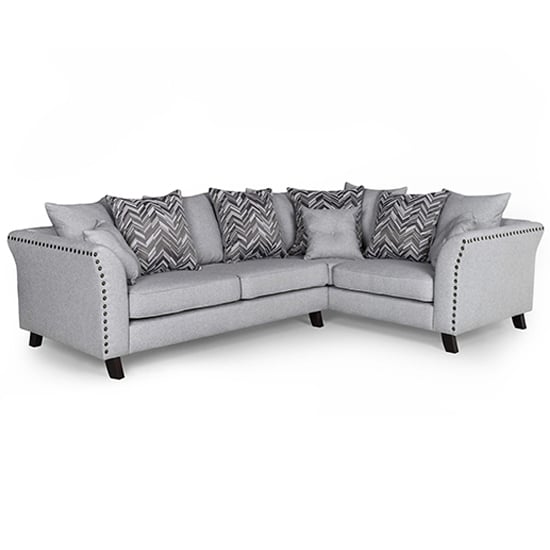 Photo of Lamya fabric corner sofa with wooden legs in grey