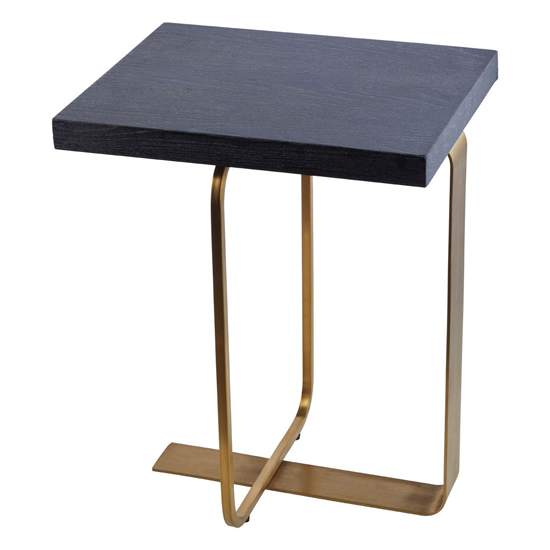 Lana Rectangular Wooden Side Table With Gold Steel Base