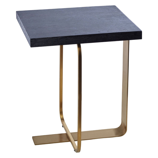 Lana Rectangular Wooden Side Table With Gold Steel Base