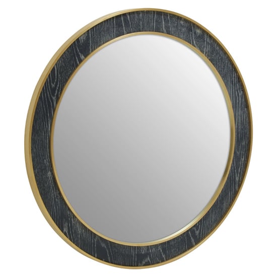 Photo of Lana round wall bedroom mirror in black wooden frame