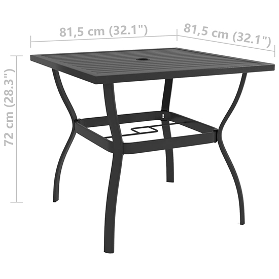 Lanai Steel 81.5cm Garden Dining Table In Anthracite