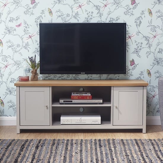 Photo of Loftus wooden large tv unit in grey