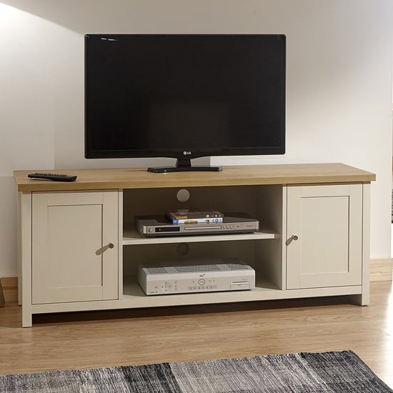 Product photograph of Loftus Wooden Large Tv Unit In Cream from Furniture in Fashion