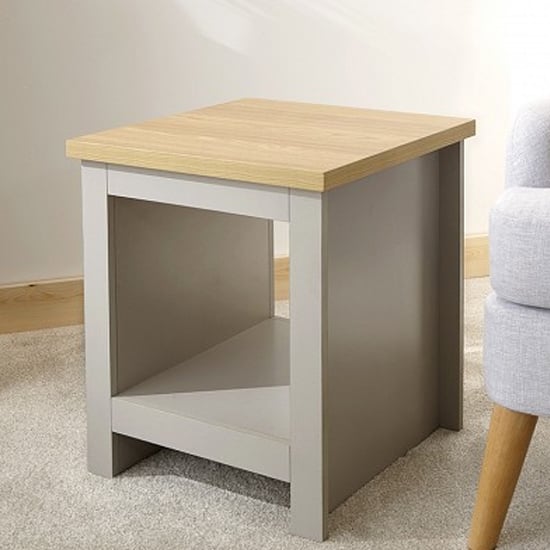 Loftus Wooden Side Table with Shelf In Grey_2