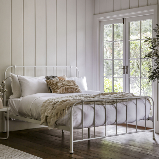 Product photograph of Lancaster Mild Steel Double Bed In Ivory from Furniture in Fashion