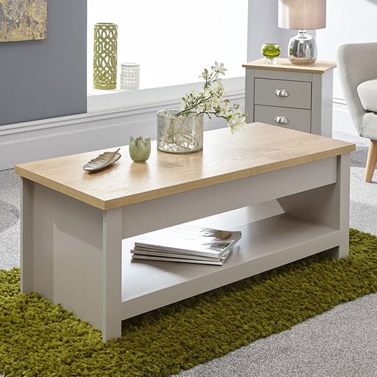 Read more about Loftus wooden lift up coffee table in grey and oak