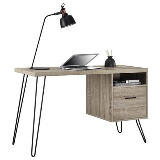 Landon Wooden Laptop Desk In Distressed Grey Oak Sale