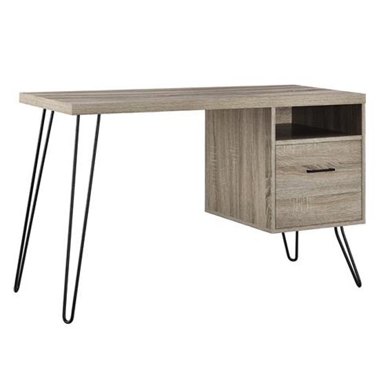 Landon Wooden Laptop Desk In Distressed Grey Oak Sale