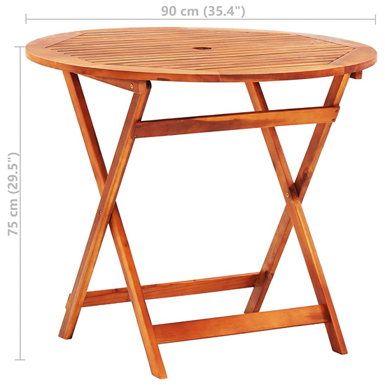 Landri Round Folding 90cm Garden Dining Table In Oil Finish Furniture in Fashion