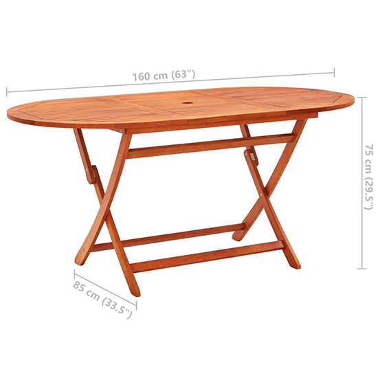 Landri Wooden Folding 160cm Garden Dining Table In Oil Finish