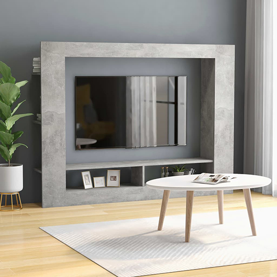 Warren clear glass small tv unit with concrete effect base Browse