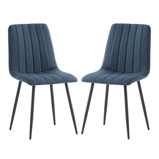 Laney Blue Fabric Dining Chairs With Black Legs In Pair Furniture in