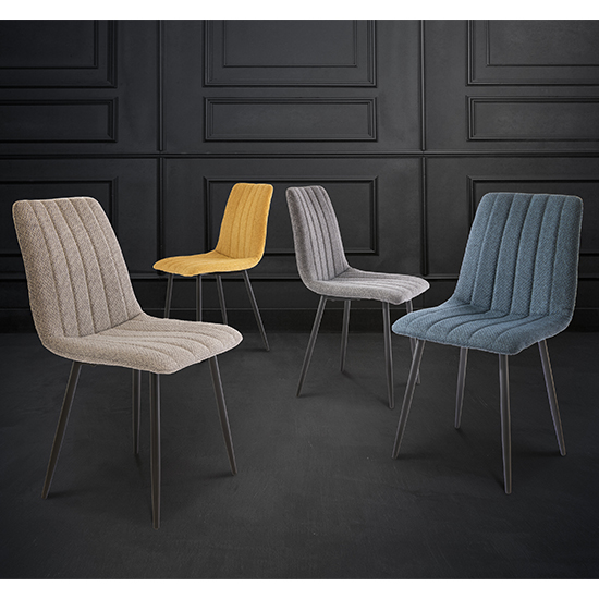 Laney Fabric Dining Chair In Silver With Black Legs Furniture in Fashion