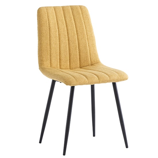 Product photograph of Laney Fabric Dining Chair In Yellow With Black Legs from Furniture in Fashion