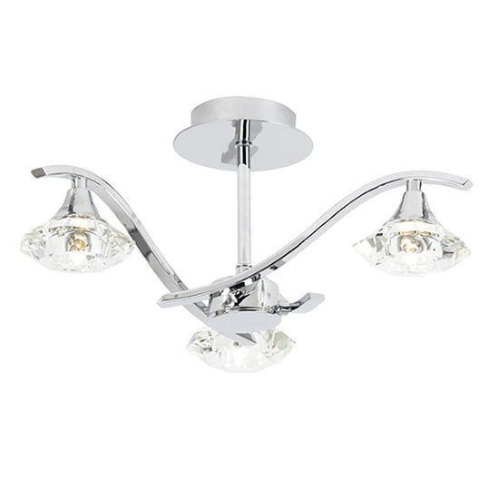 Photo of Langella 3 lights crystal semi flush ceiling light in chrome