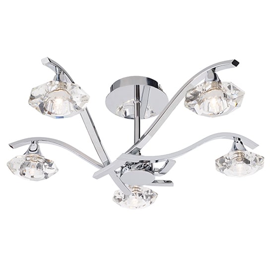 Product photograph of Langella 5 Lights Crystal Semi Flush Ceiling Light In Chrome from Furniture in Fashion