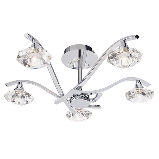 Photo of Langella 5 lights crystal semi flush ceiling light in chrome