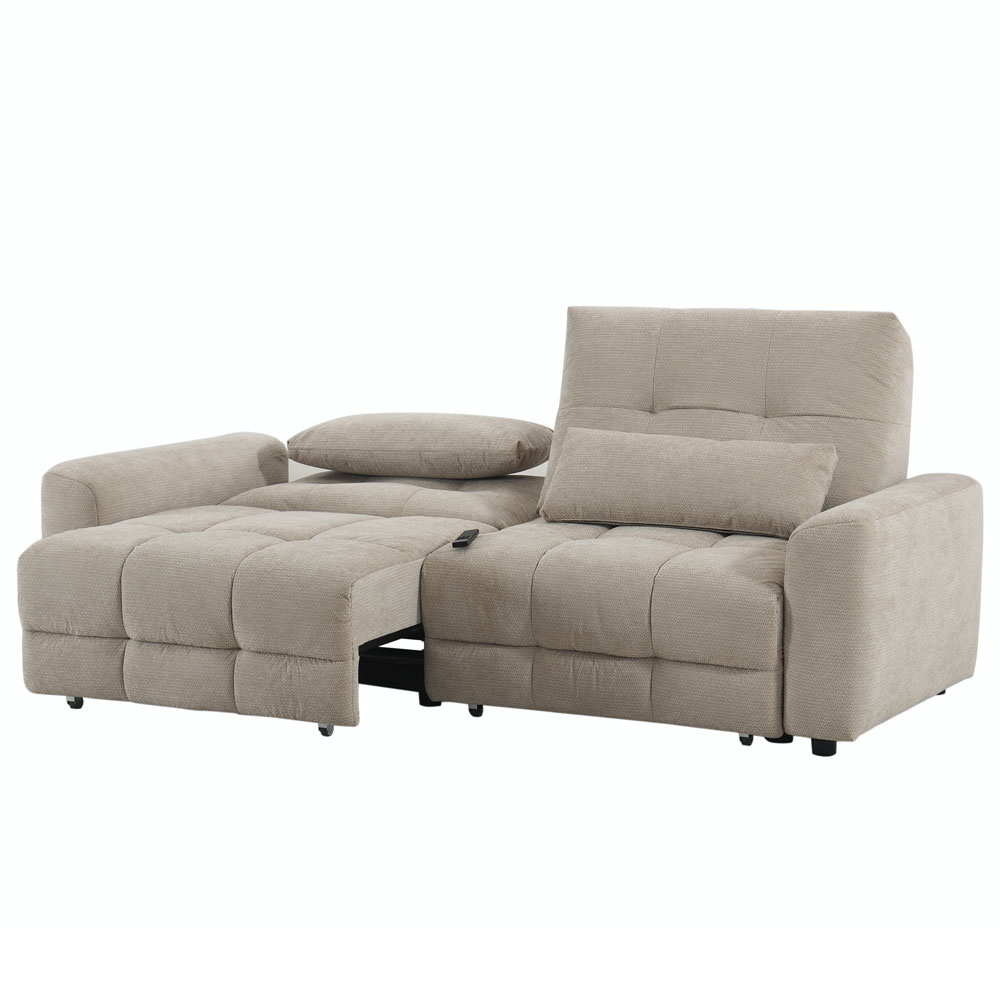Langford Fabric Electric Recliner 2.5 Seater Sofa Bed in Beige