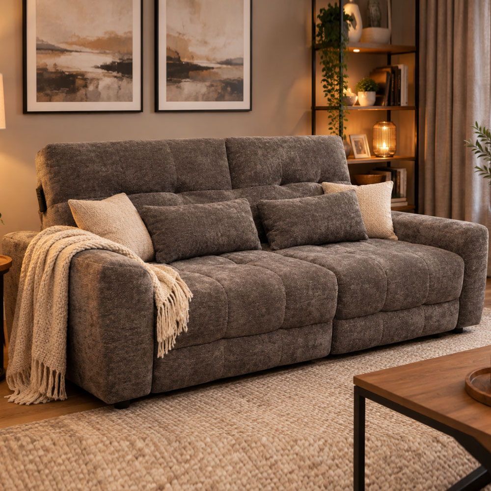 Langford Fabric Electric Recliner 2.5 Seater Sofa Bed in Grey