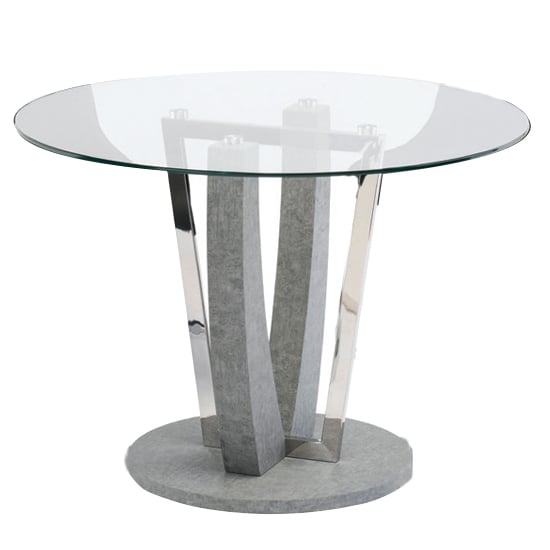 Lanlos round glass dining table with concrete effect base £369.95 go