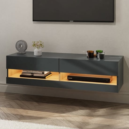 Read more about Langley 120cm wooden tv stand in anthracite and oak with led