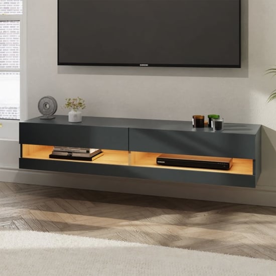 Read more about Langley 150cm wooden tv stand in anthracite and oak with led