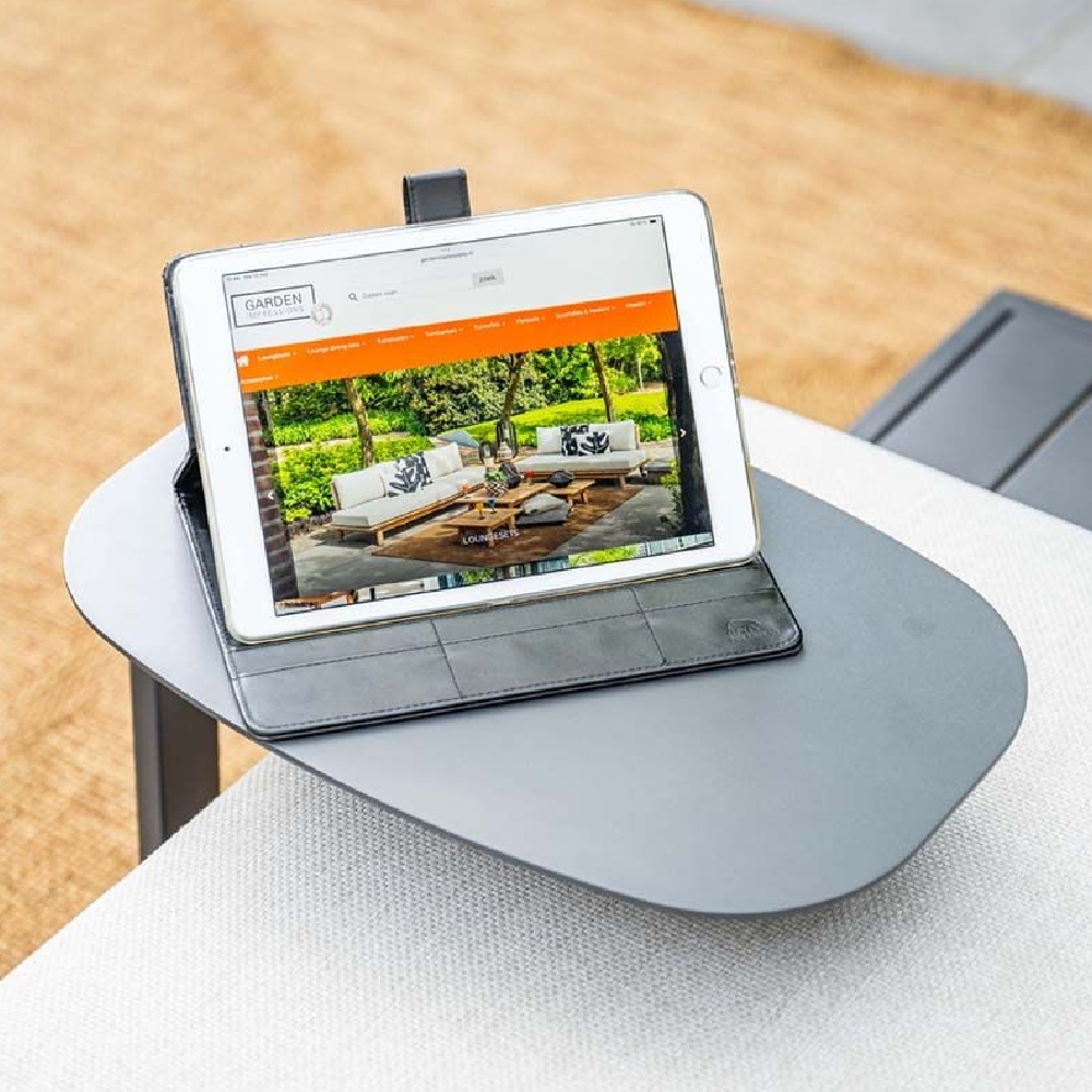 Langley Aluminium Garden Laptop Table Dark Grey And Black