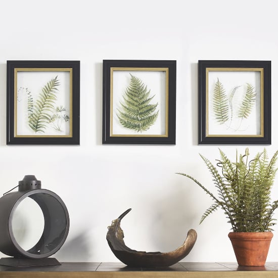 Langley Trio Framed Wall Art In Black Gold And Green_1