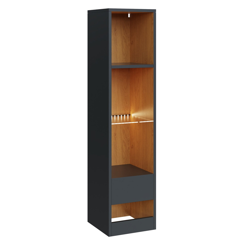 Langley Wall Hung Wooden Shelving Unit In Anthracite With LED