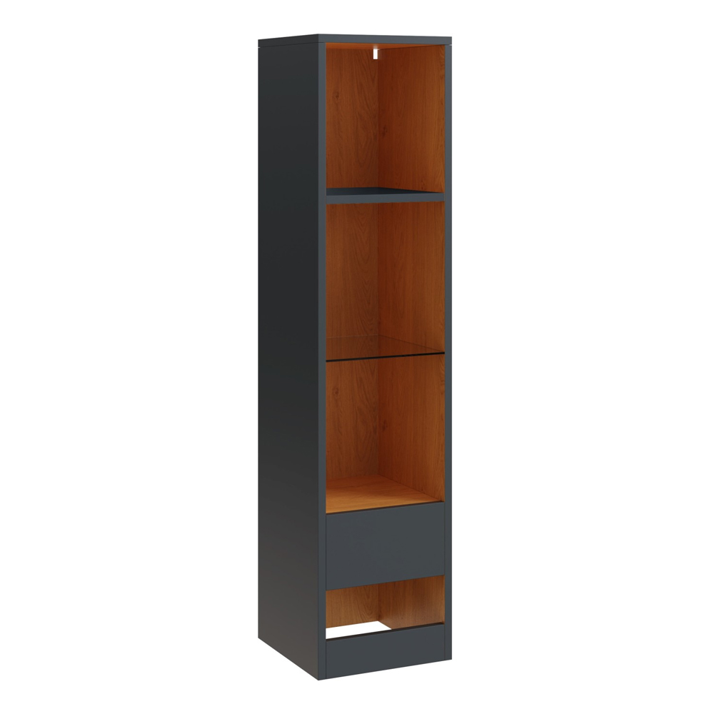 Langley Wall Hung Wooden Shelving Unit In Anthracite With LED